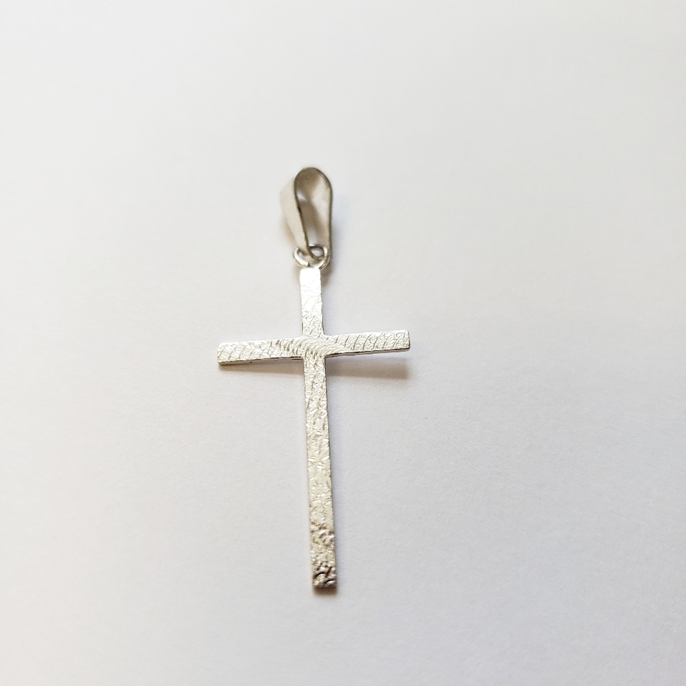 FINGER PRINT Sterling Silver Cross Pendant